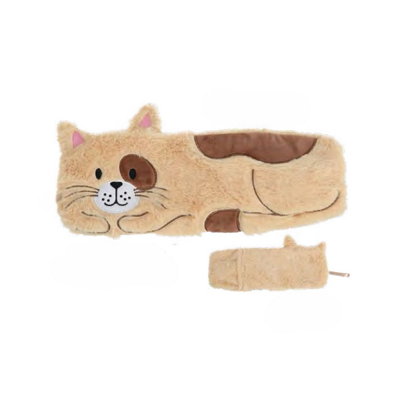Boule acqua calda forma di gatto beige, capacità 900 ml